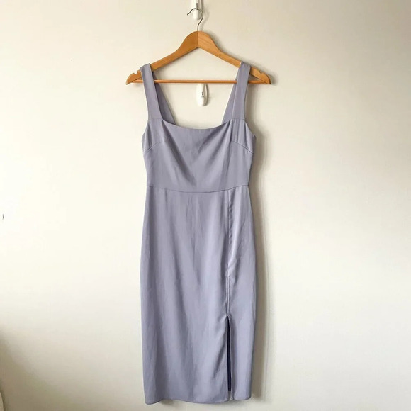 Aritzia Babaton '90s Slit Square Neck Drape Midi Dress Periwinkle Blue Size 2 - Picture 4 of 8